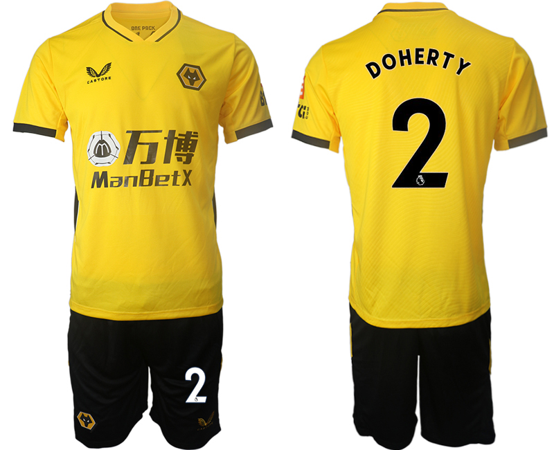 Men 2021-2022 Club Wolverhampton Wanderers home yellow #2 Soccer Jersey->other club jersey->Soccer Club Jersey